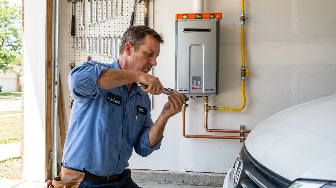 Tankless water heater installation by a Johns Plumbing LLC plumber in Inkster